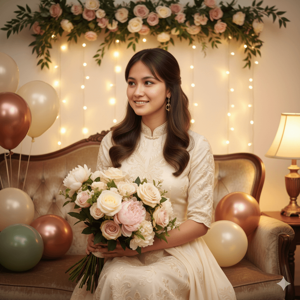 Birthday Girl with a Bouquet