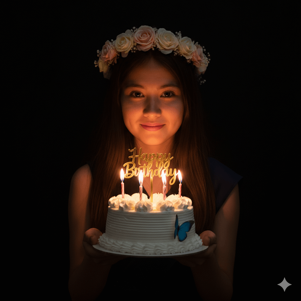 Birthday Girl with a Cake