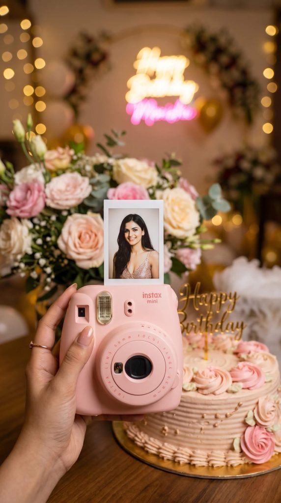 Birthday Moment Captured on Polaroid Camera