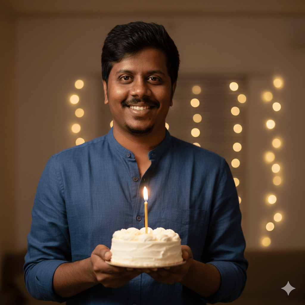 Birthday boy with a cake