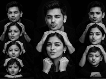 Black and White Family Photo AI Prompts