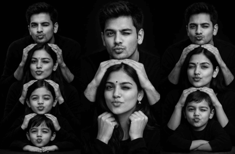 Black and White Family Photo AI Prompts