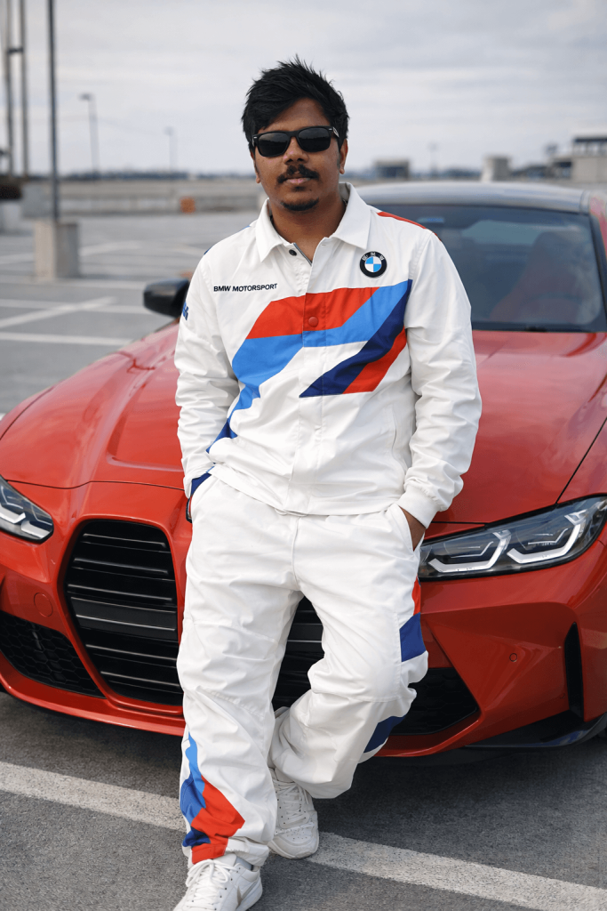 Stylish Pose near BMW