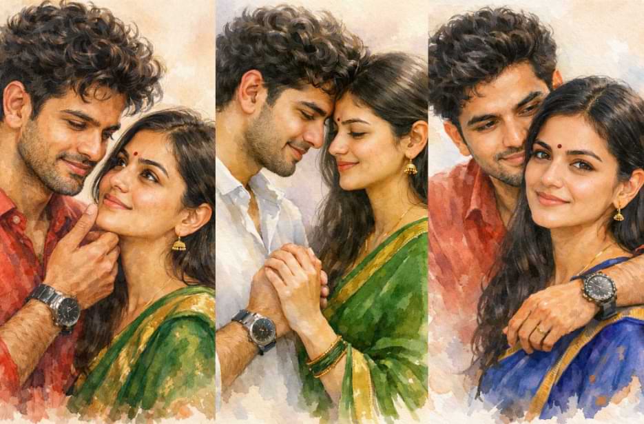 Traditional Hand Painting Couple Prompt