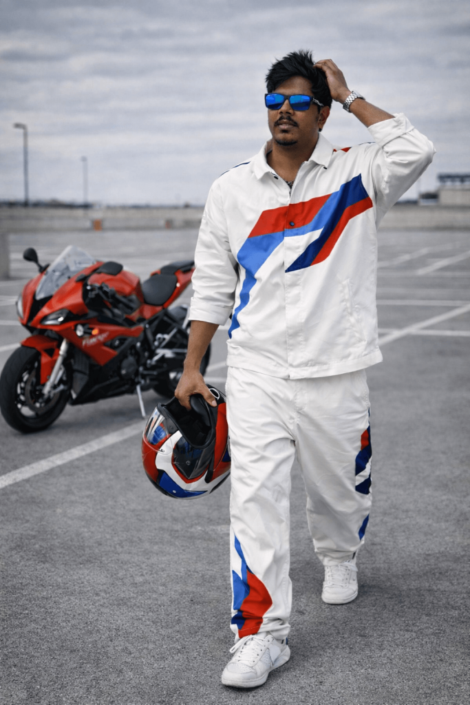 Young Man with his race bike