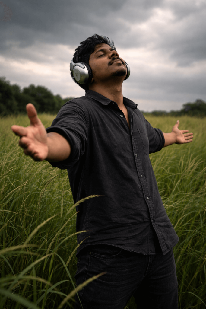 Young man feeling the breeze