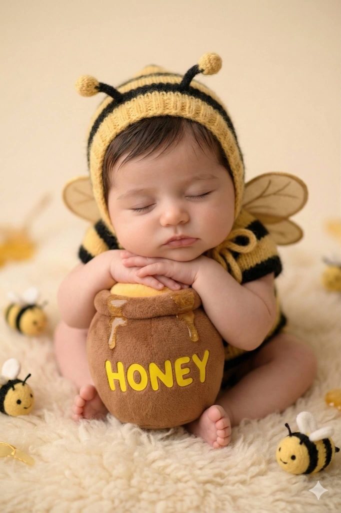 honey bee themed newborn photoshoot