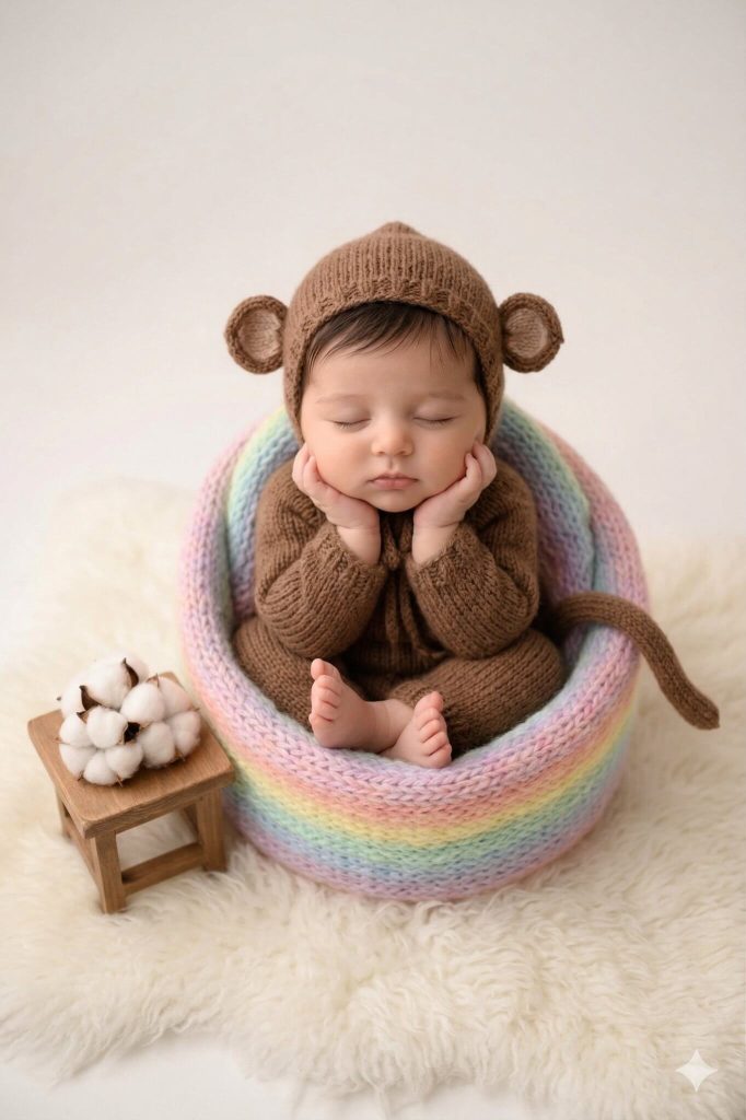 monkey themed newborn photoshoot prompt