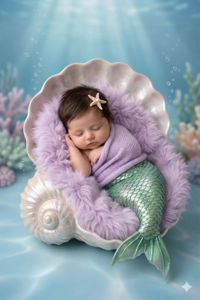 Mermaid newborn baby photo