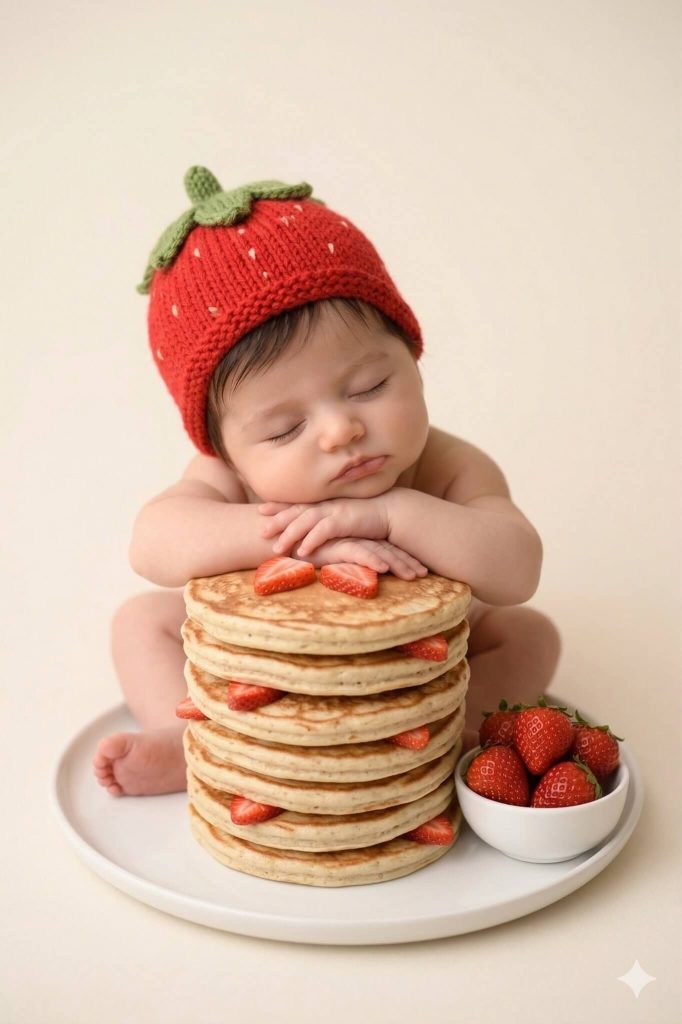 strawberry baby on a pancake pillow