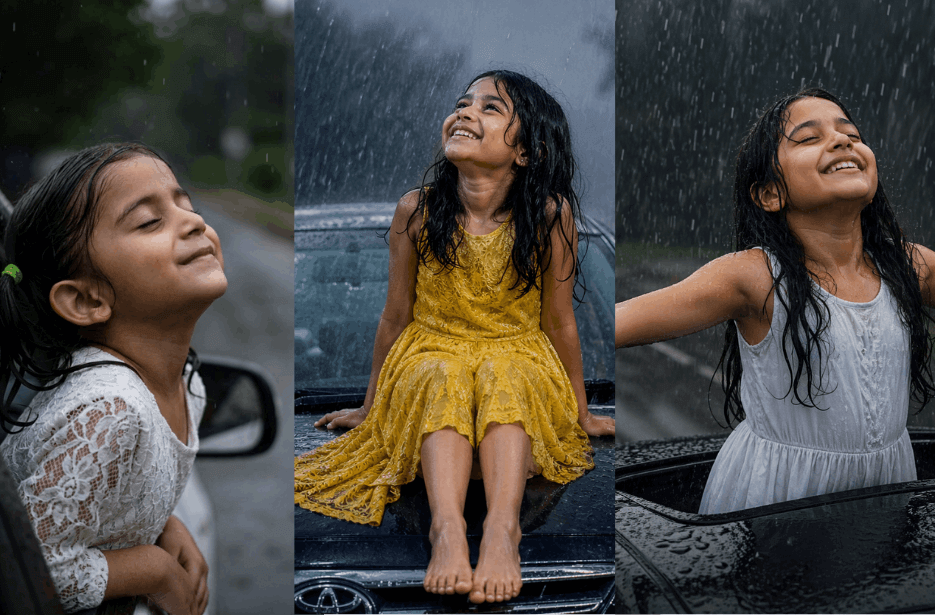 Little Girl in Rain