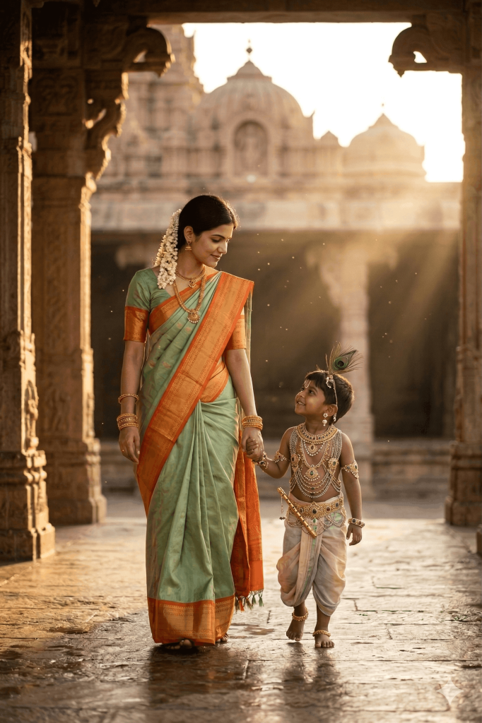 Little krishna with his mom