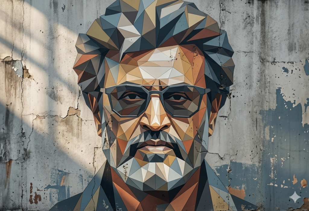 Wall Mural AI Prompts Low Poly Art - Superstar Rajinikanth