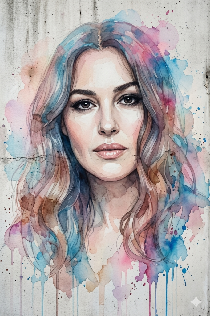 Wall Mural AI Prompts Watercolor Portrait - Monica Bellucci 