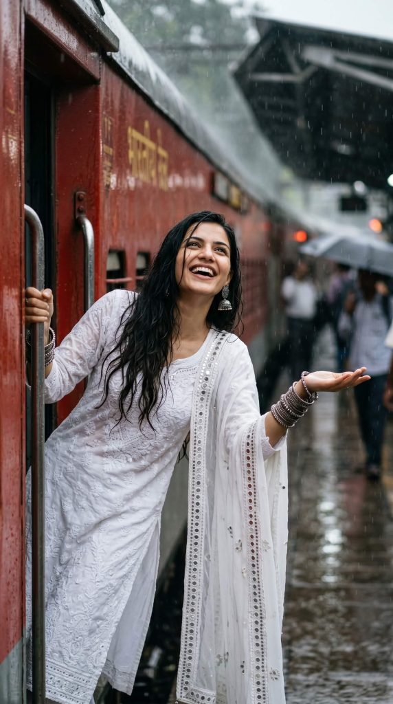 Happy Girl in the Rain