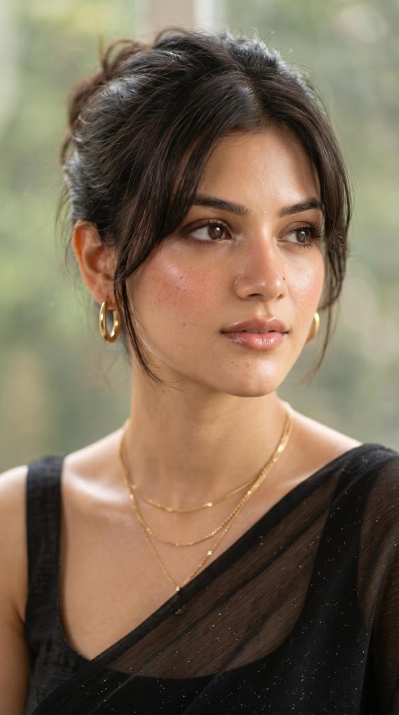 modern black saree