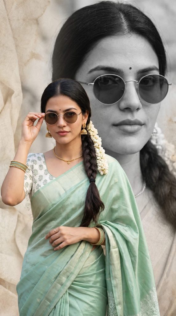 pastel green saree