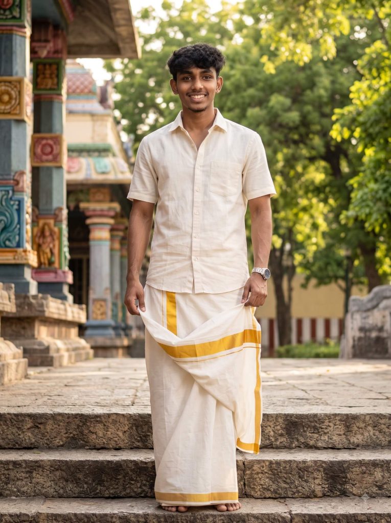Boy in South Indian Traditional Wear